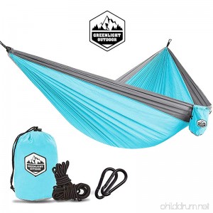 Greenlight Outdoor Camping Hammock - Portable Lightweight Parachute Hammock for Camping Backpacking Hiking Travel Beach Yard - Steel Carabiners and Nylon Ropes Included 55 W x 108 L - B078ZFMLJR