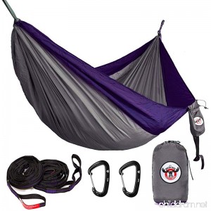 Iron Moose Outfitters Outdoor Double Camping Hammock Gear Set By includes Tear Resistant Rip-Stop Nylon Hammock fits two person 12KN Wiregate Carabiners and Heavy-Duty Tree Straps - B075QN6FHZ