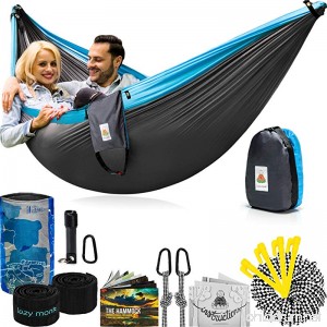 Lazy Monk Portable Camping Hammock Tent - 2 Person Hammocks with Tree Straps - BEST Double Parachute Gear - B075ZBW4PY