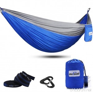 Mersuii Double Camping Hammock with Tree Straps Lightweight Portable Nylon 2 Person Outdoor Hammock for Backpacking Travel the Beach and Your Backyard - B071W8M866