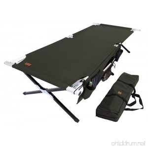 Tough Outdoors Camp Cot [XL] with Free Organizer & Storage Bag - Military Style Folding Bed for Camping Traveling Hunting and Backpacking - Lightweight Heavy-Duty & Portable Cots for Adults - B071K5D7WF