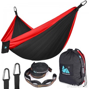 Wingmarg Double Camping Hammock - Lightweight Nylon Portable Hammock Parachute Hammock and Ropes Included Straps & Steel Carabiners For Backpacking Camping Travel Beach Yard 125(L) x 79(W)(XL) - B07F85K8N3
