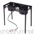 LAZYMOON Double Burner Gas Stove Cooking Stand Camping Patio Gas Grills - B074J72J43