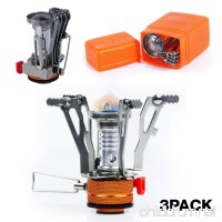 PARTYSAVING 3-Pack Collapsible Mini Camping Stove Pocket Size Burner with Piezo Ignition System APL1444 - B01MTO3C88