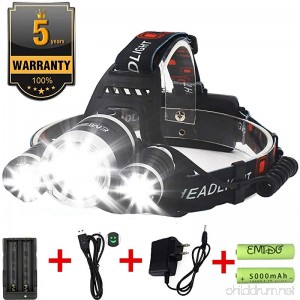 EMIDO LED Headlamp 4 Modes LED Head Torch 18650 Rechargeable Batteries Headlight Hard Hat Light Flashlight for Reading Outdoor Running Camping Fishing Walking Hiking Riding - B015MBAYRK