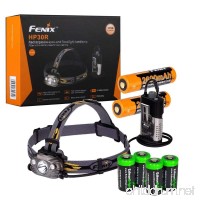 Fenix HP30R 1750 Lumen CREE LED Headlamp (Black color body) 2 X Fenix 18650 Li-ion rechargeable batteries and Four EdisonBright CR123A Lithium batteries bundle - B0733NSXWD