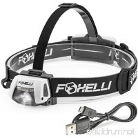 Foxelli USB Rechargeable Headlamp Flashlight – 280 Lumen  up to 100 Hours of Constant Light on a Single Charge  Ultra Bright  Waterproof  Impact Resistant  Lightweight & Comfortable Headlight - B00RCO99SQ
