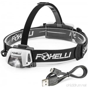 Foxelli USB Rechargeable Headlamp Flashlight – 280 Lumen up to 100 Hours of Constant Light on a Single Charge Ultra Bright Waterproof Impact Resistant Lightweight & Comfortable Headlight - B00RCO99SQ