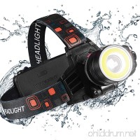 Led Headlamp -Unique COB&CREE Technology  3 Mode 9oz Lightweight Headlight Rechargeable/Zoomable/IPX4 Water-resistant  3.5H Quick Charge with 8H Long Battery Life (black) - B07DWFD5R6
