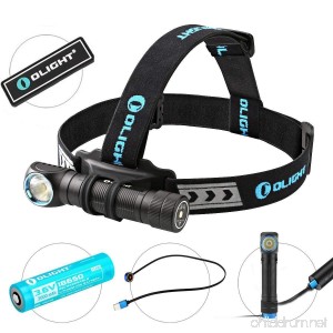 OLIGHT Bundle h2r nova cree LED 2300 lumens rechargeable headlamp flashlight customized 18650 battery - magnetic usb charging cable- headband - clip and mount with patch (CW) - B07121R3CX