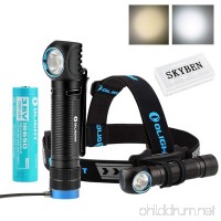 Olight H2R NOVA 2300 Lumens CREE XHP50 LED 18650 USB Rechargeable Flashlight/Headlamp For Outdoor Camping Hiking Running Multi Functional Light with SKYBEN Accessory (Cool White) - B071W1666J