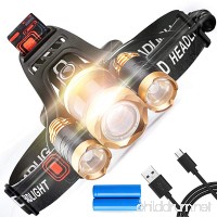 STCT Street Cat Brightest LED Rechargeable Headlamp  5000 lumens 4 modes Waterproof Headlight LED  CREE Headlamp Flashlight Zoomable 3 Leds - B073GVVG4X
