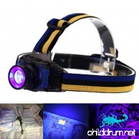 UV LED Headlamp  Evary Rechargeable Zoomable Ultraviolet LED Purple Light 3 Modes for Spot Scorpions Pet Urine Counterfeit Money Bed Bugs Minerals Leaks Stain Detection - B01KV4GQ2U