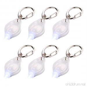 6 Pack Mini LED Keychain Flashlight Ultra Bright Key Ring Light Torch w/ Hook (White) - B071HFYTDS