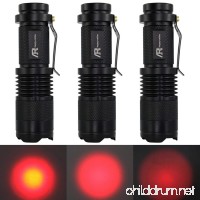 AR happy online 3 Pack AR-200 Zoomable 3 Modes Red Light Mini LED Flashlight  Tactical Torch with Clip  300 Lumens Adjustable Focus Light (Black Shell  Red Light) - B01E5EOFSY