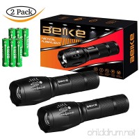 Beike 2 Pack 1000 lumens Tactical Flashlights  Super Bright Handheld Outdoor CREE LED Torch Flashlight with Adjustable Focus 5 Light Modes for Camping Hiking Emergency(AAA Batteries Included) - B078Z7RKDY