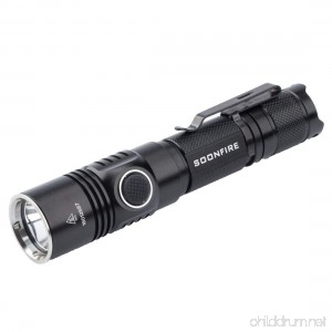 Cree XP-L LED 1050 Lumens Tactical Flashlight Soonfire DS30 USB Rechargeable Waterproof Flashlight With Battery Beam Distance 335 Meters (Small) - B075DNXSKG