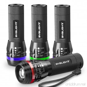 Pack of 4 Flashligts BYBLIGHT Small Flashlight with Colored Band Zoomable 150 Lumens LED Flashlight 3 Modes for Indoors and Outdoors(Car Emergency Capming and Kids) (Colorful) - B06ZXV3D2K
