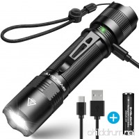 Rechargeable Flashlight  BYB F18 LED Tactical Flashlight  800 Lumens Super Bright Pocket-Sized CREE LED Torch with Clip  IP67 Water Resistant  5 Modes for Camping  Hiking  Emergency & EDC (Black) - B0795P5VFQ