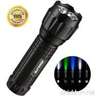 SAMLITE- LED Tactical Flashlight With 5 Options  Bright LED Light  Red Pointer  UV Blacklight  Green Light and Magnetic Bottom - Water Resistant - (3 AAA Batteries Included) - B01MZZOEGE