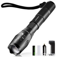 URPOWER Tactical Flashlight Super Bright CREE LED Flashlight Zoomable Tactical Flashlight Rainproof Lighting Lamp Torch -with Rechargeable 18650 2800mAh Battery -For Cycling Hiking Camping Emergency - B01E6X05VU