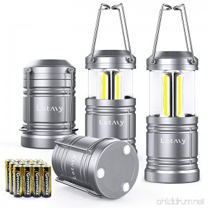 4 Pack Camping Lantern with 12 AA Batteries - Magnetic Base - New COB LED Technology Emits 500 Lumens - Collapsible Waterproof Shockproof LED Lantern with Detachable Handles by Letmy - B078RL6TKB