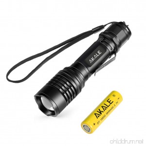 Akale Super Bright Tactical Flashlight Rechargeable Flashlights - Mid Size Zoomable Water-Resistant 900 Lumens CREE LED 5 Light Modes for Camping Outdoor and Hiking 18650 2500mah Battery Includ - B078S9W7R6