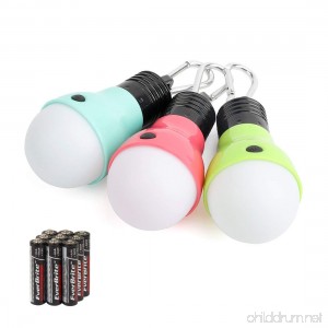 EverBrite Camping Lights 3-Pack Hanging Lantern LED Portable Bulb Tent Lamp High Low Strobe 3 Modes Battery Powered Assorted Colors for Camping Reading Emergency Battery Included - B07B26MHPG