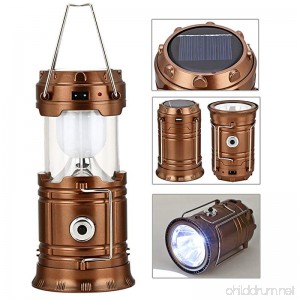 GAXmi Solar Camping Lantern Rechargeable Emergency Light Portable Collapsible LED Flashlight (Bronze) - B01N4MZFKX