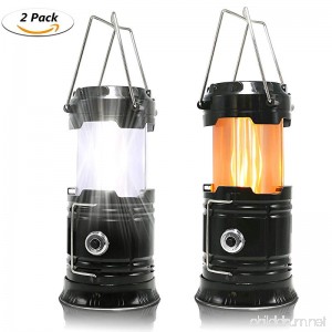 HLZHOU 2 Pack Portable LED Camping Lantern [2018 UPGRADED][3-IN-1] Decorative Flame light Ultra Bright Flashlights Collapsible Survival Kit for Emergence Outdoor Black (Batteries Not included) - B07D67BZY3