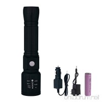 NVTED Rechargable LED Flashlight  Water Resistant 1500 lumen CREE-T6 Tactical LED Torch  Adjustable Focus with 5 Light Modes  AC+Car Charger+18650 Battery - B073RZR9FN