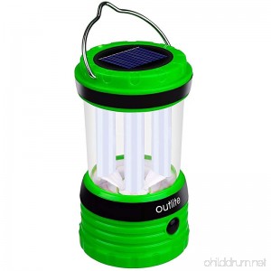 outlite 240 Lumen Solar Rechargeable LED Camping Lantern Flashlight Portable Water Resistant Outdoor Survival Lamp for Hiking Fishing Emergency Outages - B01D5Z7VZ8