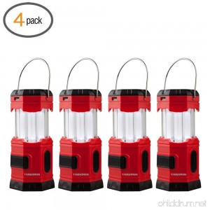 TANSOREN 4 PACK Portable LED Camping Lantern Solar USB Rechargeable or 3 AA Power Supply Built-in Power Bank for Android Charger Waterproof Collapsible Emergency LED Light with S Hook - B077QBKXZD