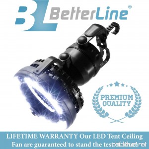 BETTERLINE Happy Camper 2-in-1 LED Tent Ceiling Fan - Works as a Flashlight Lantern & Cooling Fan for Camping premium materials and a unique designed - B018SZZYZY