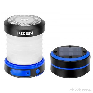 Kizen Solar Powered LED Camping Lantern - Solar or USB Chargeable Collapsible Space Saving Design Emergency Power Bank Flashlight Water Resistant. For Outdoor Night Hiking Camping Tent Lawn Patio! - B01L4WHOY2