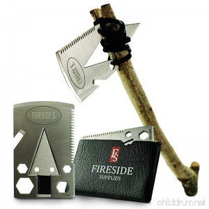 Pocket Axe Card Wallet Multi-Tool & EDC Survival Gear - 21 Urban Prepper Creditcard Cool Tools w/ Stainless Steel Multitool Ax for Men w/ Arrowhead & Emergency Multi-Purpose Saw by Fireside Supplies - B073N2386V