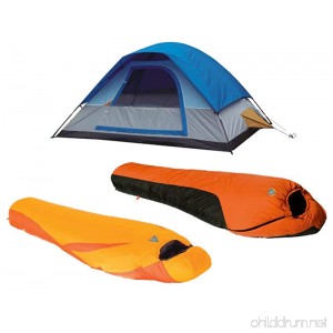 High Peak USA Alpinizmo Water Proof 20F +Ultra Lite 20F Sleeping Bag & 5 Men Tent Combo One Size Blue/Orange - B078SCPL9F