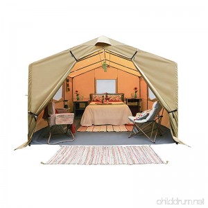 Spacious and Durable Ozark Trail 12x10 Wall Tent With Strong Wheel Carry Bag Sleeps 6 Can Withstand Wind and Snow Perfect for Family Camping/Hunting Disaster Relief and More Brown Khaki Cream - B07BVB61RX