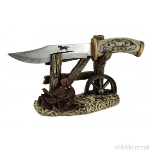 10 1/2 Decorative Horse Handle / Blade Knife with Western Display Stand - B01MA36HYX