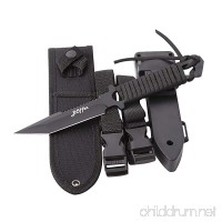 BOffer Scuba Diving Knife - Black Tactical Sharp Blade knives - Divers dive tool with 2 Types Sheaths Sawing Edge and 2 Pairs Leg Straps - Best for Snorkeling Hunting Survival Rescue and Water Sports. - B072MHM7KS