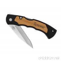 Dimension 9 Laser Engraved Alder Wood Personalized Stainless Steel Blade Folding Pocket Knife with Clip  Black - B01MQEVTX0