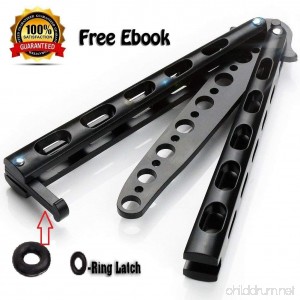 Anlado Balisong Butterfly Knife Trainer Practice with O-ring Latch - Enhanced Version - Black Metal Steel - no Offensive Blade - for Beginner Children Butterfly Knives Lover and more - B06W5KSDY5