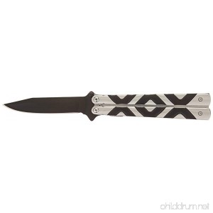 BladesUSA C-1130 Fantasy Folding Knife Black Straight Edge Blade Black/Silver Handle 4-3/4-Inch Closed - B004LGOYAG