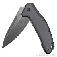 Kershaw Link Gray Aluminum Blackwash (1776GRYBW) Drop-Point Knife with SpeedSafe Assisted Opening  3.25 In. 420HC Stainless Steel Blade  Liner Lock  Flipper  Reversible Clip; 4.8 oz. - B00TAD2EKM