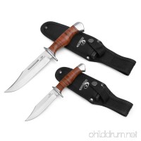 MOSSY OAK 2-pieces Bowie Knife Fixed Blade Hunting Knives with Leather Handle - B01ETUX3Z0