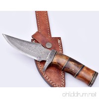 Nescole 9 inch Fixed Blade Bowie Knife- Handmade Damascus Knife- Decorative Knives  Camping Survival Knife  and Hunting Knife with Beautiful Camel Bone Handle  4.6 inch Sharp Blade with Leather Sheath - B071V8YZ88
