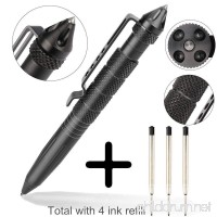 AISHN Tactical Pen with 3 ink refill  Glass Breaker  Aircraft Aluminum Material Self-defense Weapon  Precision Writing  Fingerprinting Collector  Multi Functional Survial Tool (Black) - B06XSC36DX
