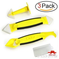 Infree 3 Pieces Caulking Tool Kit Yellow Silicone Sealant Finishing and Replace Removal Tool with a Caulk Nozzle - B07CMMMR2M