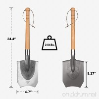 FiveJoy Portable Trench Shovel for Gardening  Camping  Metal Detect  Off-Road  Emergency (J2) - Hard Wood Handle  High Carbon Steel Blade - Excel in Digging  Chopping  Prying - Great to Keep in Trunk - B01NCR9KUX
