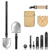 FSDUALWIN Military Portable Folding Shovel  Multifunctional Collapsible Gardening Snow Shovel / Army Camping Shovel with Carrying Pouch - Best Survival Trenching Tools - B01N21BL1X